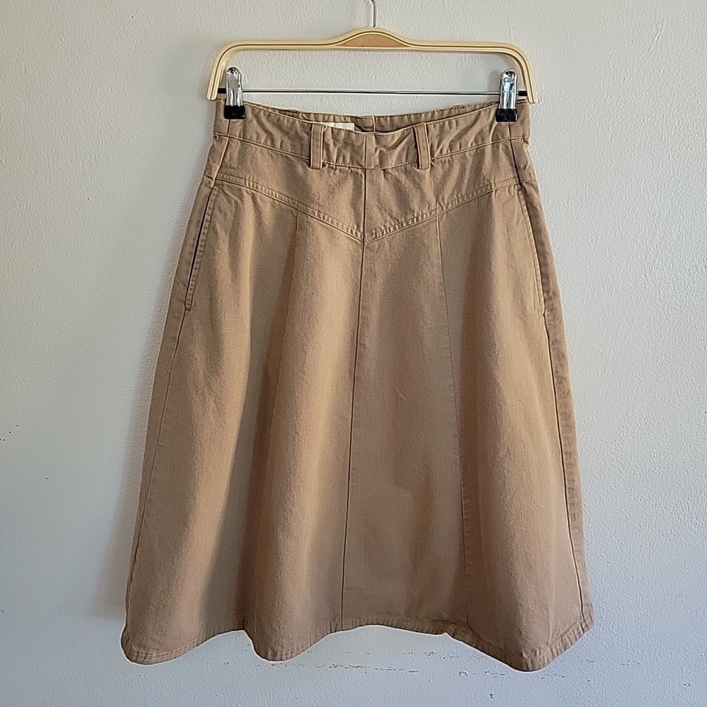Orvis Vintage Skirt A Line 8 Tan Denim Athleisure Casual Minimalist Old Money